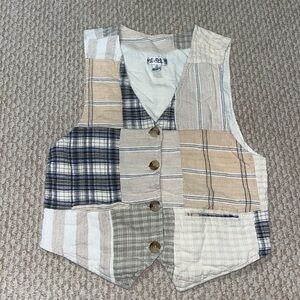 Muse Patchwork Neutral & Navy Tank Top Vest